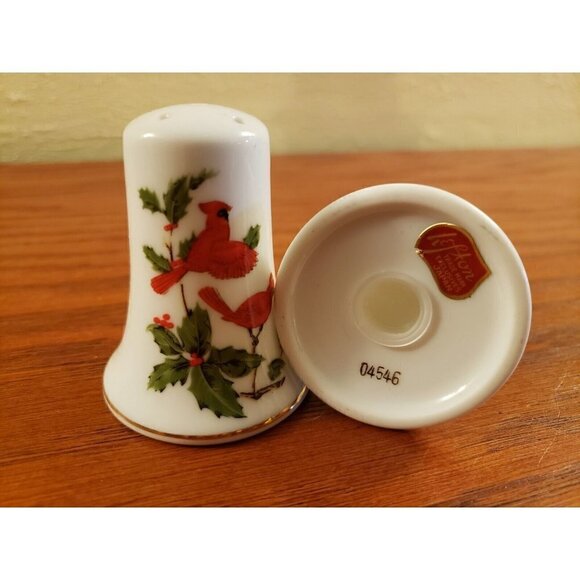 Vintage Lefton Red Cardinal Bird Holiday4 Christmas Salt Pepper Shakers New - Picture 5 of 5
